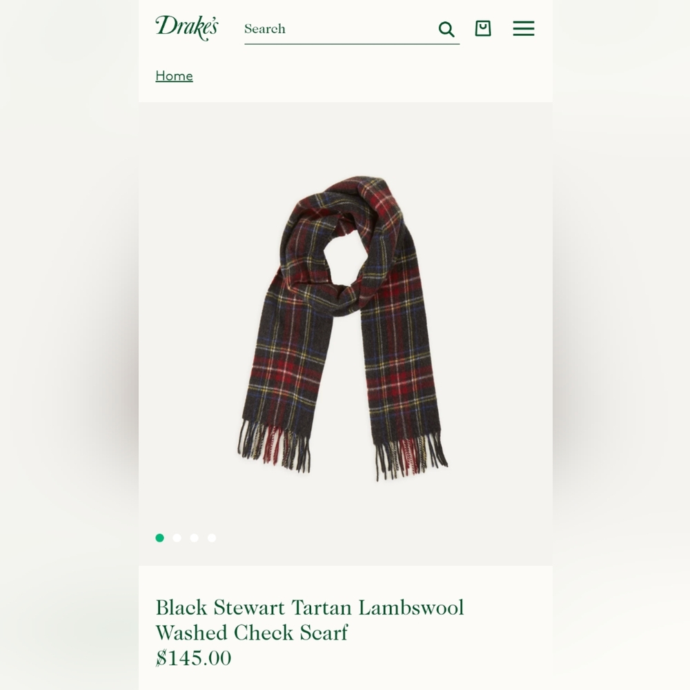Drake's Lambswool Washed Check Scarf
